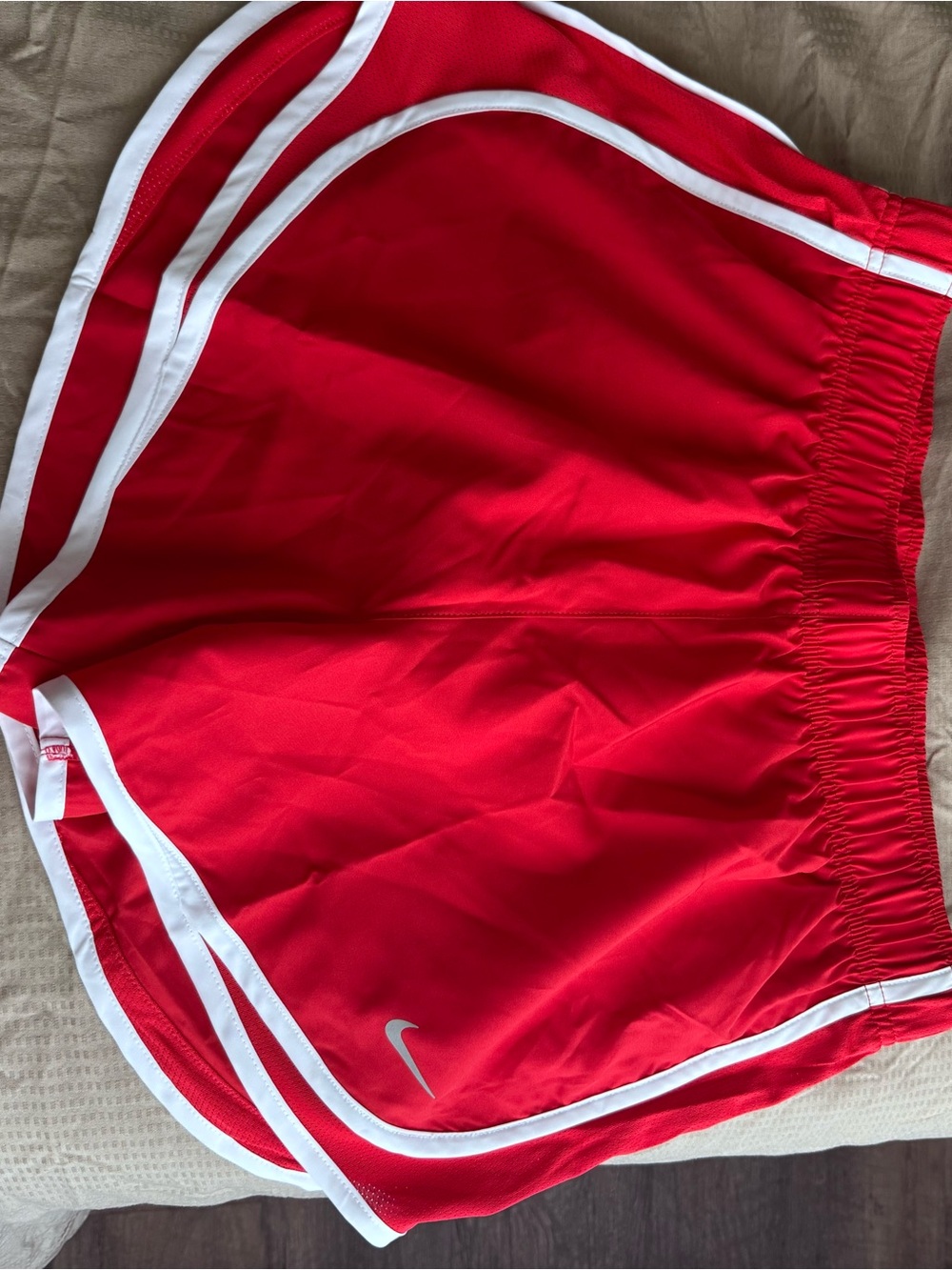 Nike Red Athletic Shorts with White Piping